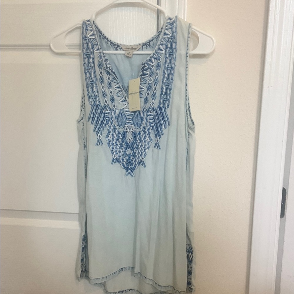 Lucky Brand Tank Blouse  Embroidered Sleeveless Top
